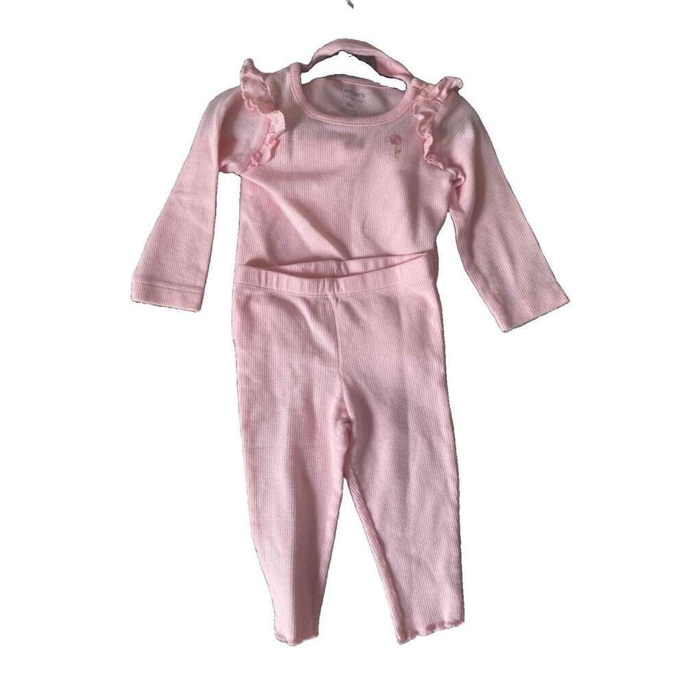 Carter’s Pink Cotton Knit Ruffle Bodysuit Bottoms Bow